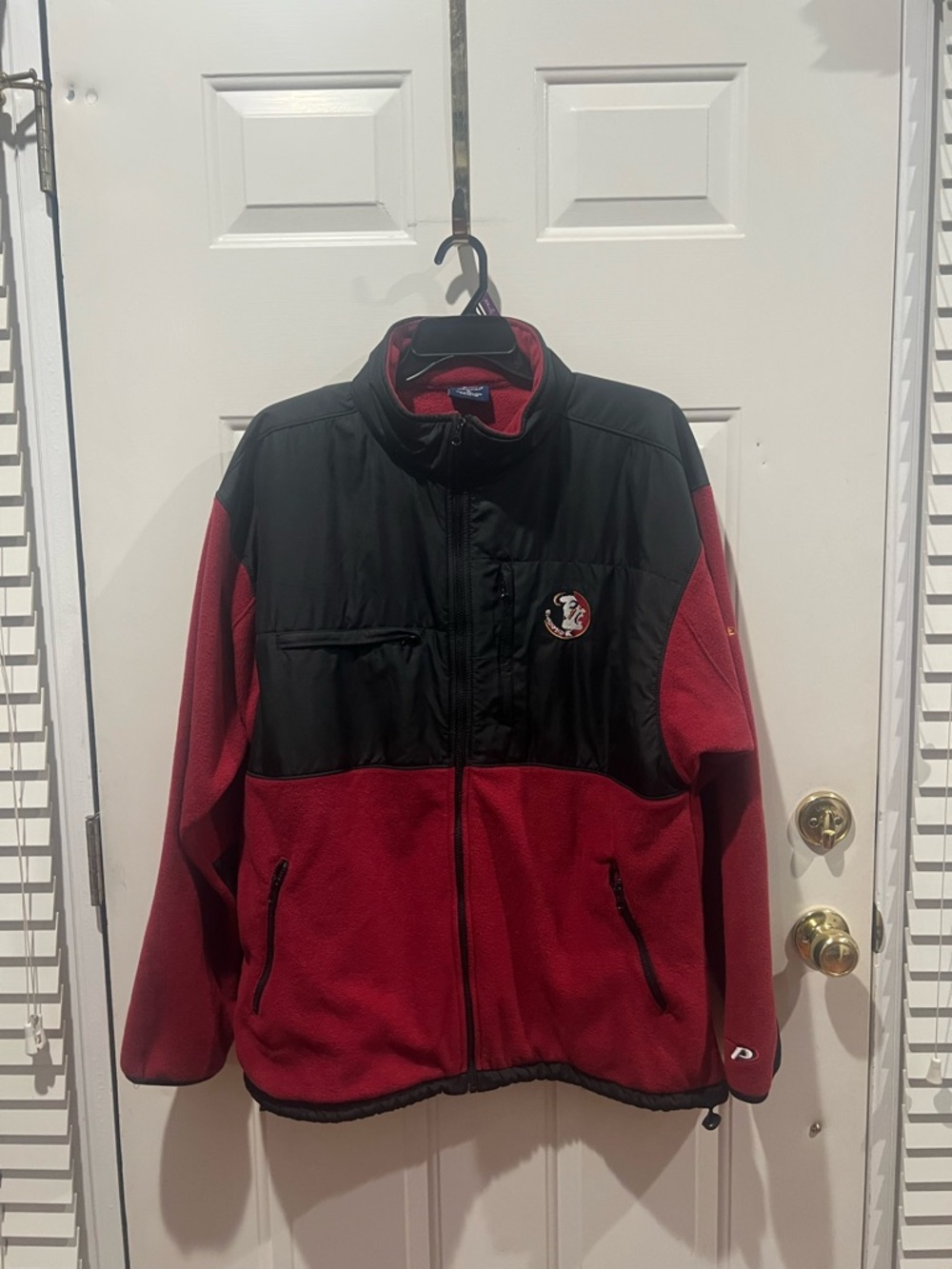 Men's Red and Black Performance Fleece Jacket with Florida State Univ Team Patch